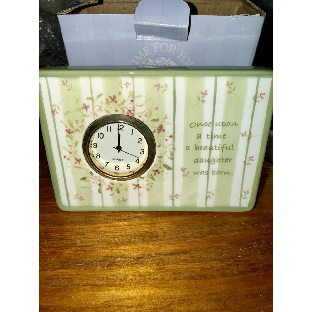 DEMDACO Time For You Beautiful Daughter Ceramic Analog Desk Clock Family Flowers